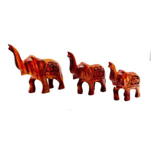 handcrafted wooden elephant set – traditional decorative showpieces (3 piece set | 4”, 5”, 6”)