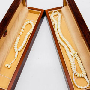 Home set of 2 natural camel bone rosaries – 33 & 100 beads 10mm bead size islamic prayer tasbih set