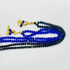 crystal tasbih/rosary with chain – set of 2 100 beads each blue & black 10mm bead size