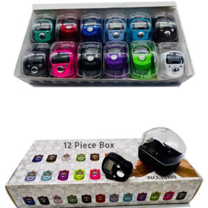 digital led lights finger counter – box of 12 multicolor tasbih/zikr counters for prayer & meditation