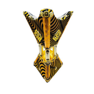 wooden and steel madkhan covered with velvet golden cloth, 8 inch incense burner gold & black decorative bakhoor velvet cover