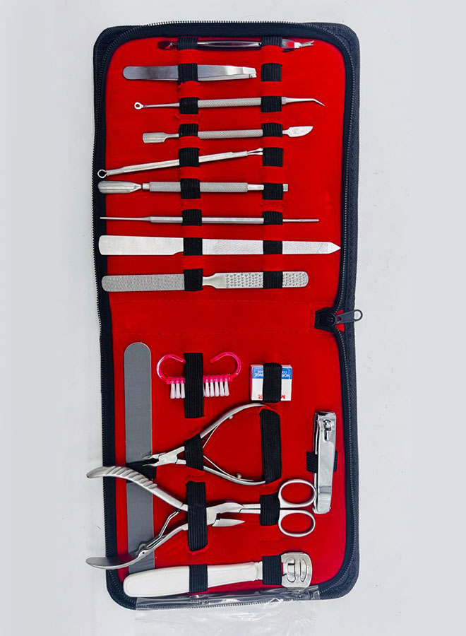 professional manicure & pedicure kit, 17 in 1 stainless steel tools set, travel case professional manicure & pedicure kit, 17 in 1 stainless steel tools set, travel case