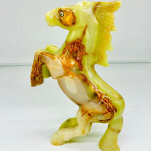handcrafted onyx marble horse – 12 inch decorative figurine in mixed colors