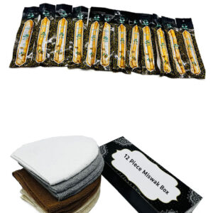 12 pieces multicolor prayer caps + 1 box peelu wood miswak sticks | combo gift set for men