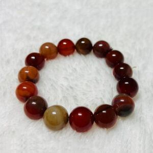 natural red haqeeq hand bracelet – 14mm bead size | stylish and healing stone bracelet