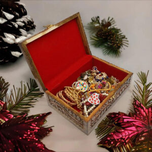 wooden jewellery box – 8x5 inch large size | handmade traditional wooden organizer for rings, earrings & accessories