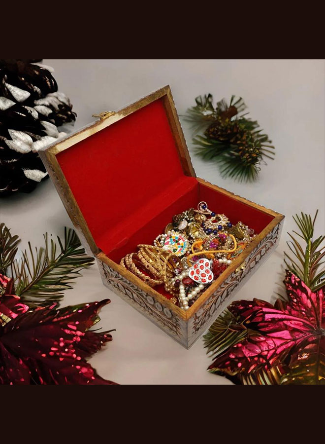wooden jewellery box – 8x5 inch large size | handmade traditional wooden organizer for rings, earrings & accessories wooden jewellery box – 8x5 inch large size | handmade traditional wooden organizer for rings, earrings & accessories