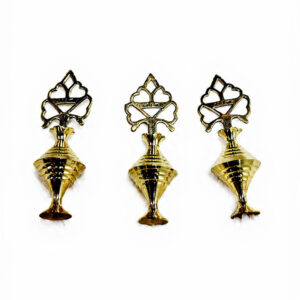 traditional arabic brass surmadani set, 3 piece antique gold kohl containers, surma/kajol pot, surma holder