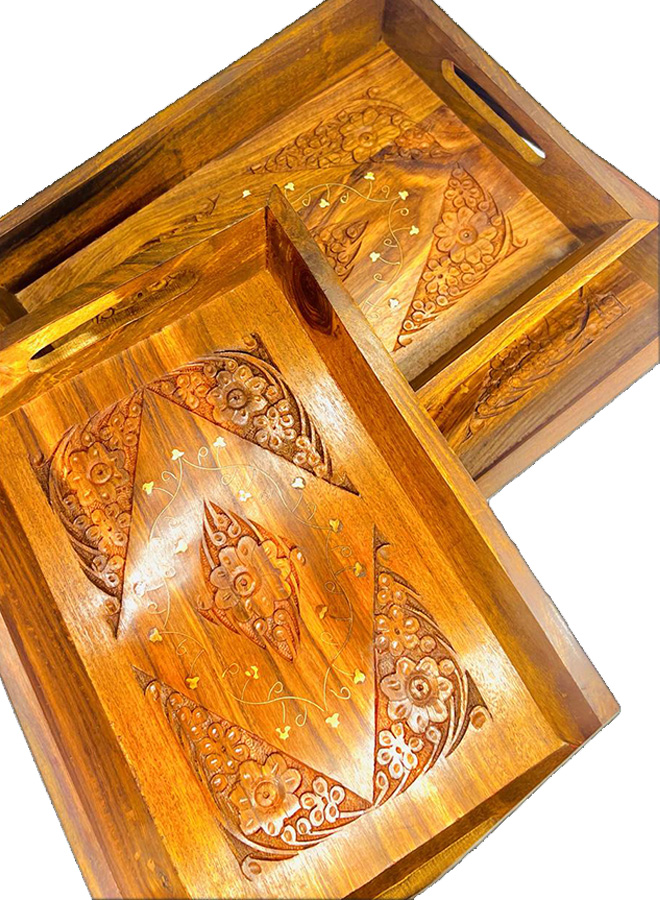 wooden tray set handmade 3 pieces set wooden tray set handmade 3 pieces set
