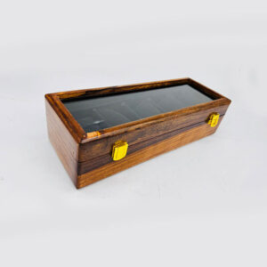Home handmade wooden watch box – 5 slot watch storage case with carved design