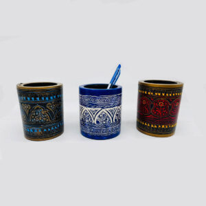 Home handmade wooden pen holder jar – set of 3 – for office, study table & home décor
