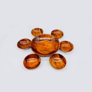 rosewood wooden bowl plain set with 6 plate bowls – handmade serving bowl set