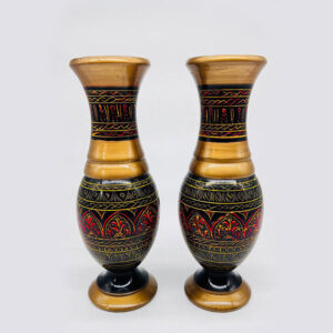 multicolor wooden vase (guldasta pot) handmade decorative design – 10 inch