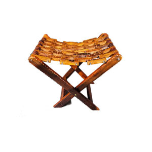 wooden sitting stool with brass work – foldable 18 inch stool