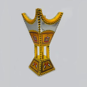 wooden mabkhara (madkhan) with uae flag & logo – special unique traditional design – gold & silver plate finish – 12 inch bakhoor burner