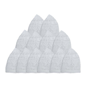 bangladeshi muslim prayer cap – handmade white islamic kufi cap – 12 pieces pack – soft breathable salah cap for men