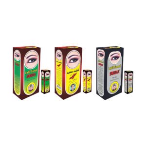 latif surma set – 3 boxes (white, green & black) – traditional kohl powder for eyes – premium eye cosmetic